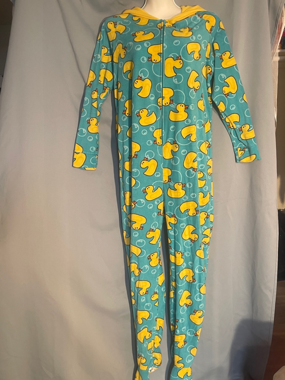 Joe Boxer Teal One-Piece Footie with Yellow Duck Print